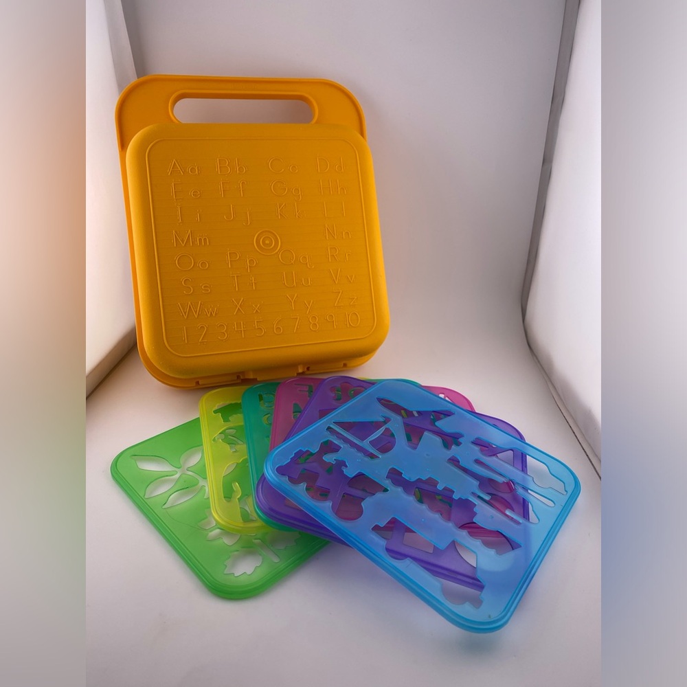 Vintage Tuppertoy by Tupperware, with Alphabet and Shape Stencil Set